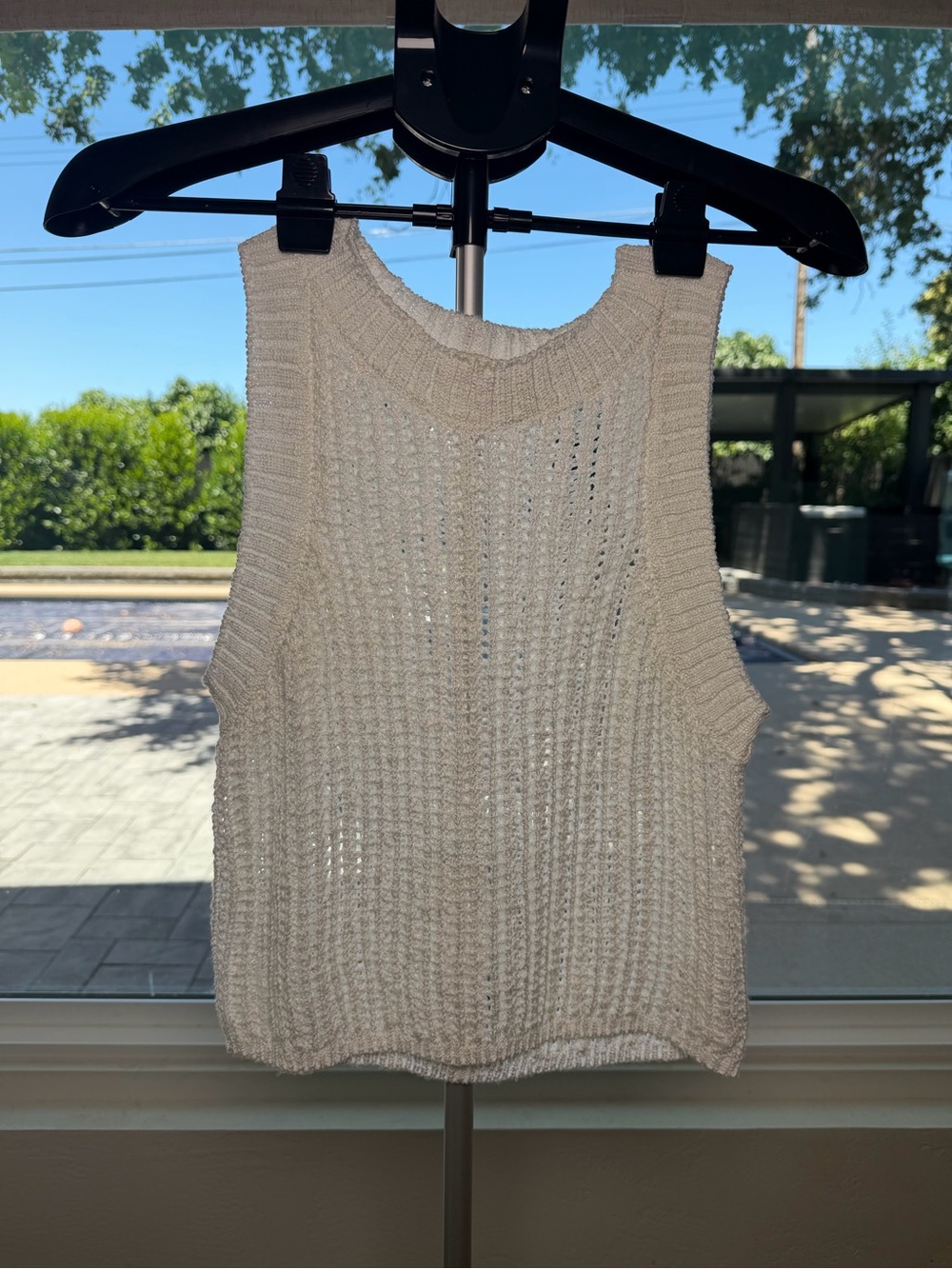 Miss Love Ivory Open Knit Sweater Tank Too Size Large